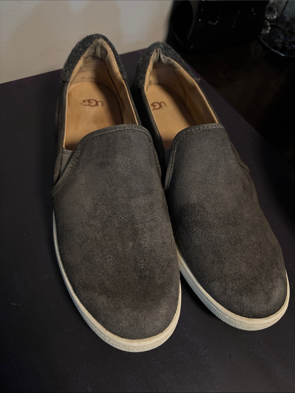 UGG Cas gray suede slip-on sneakers